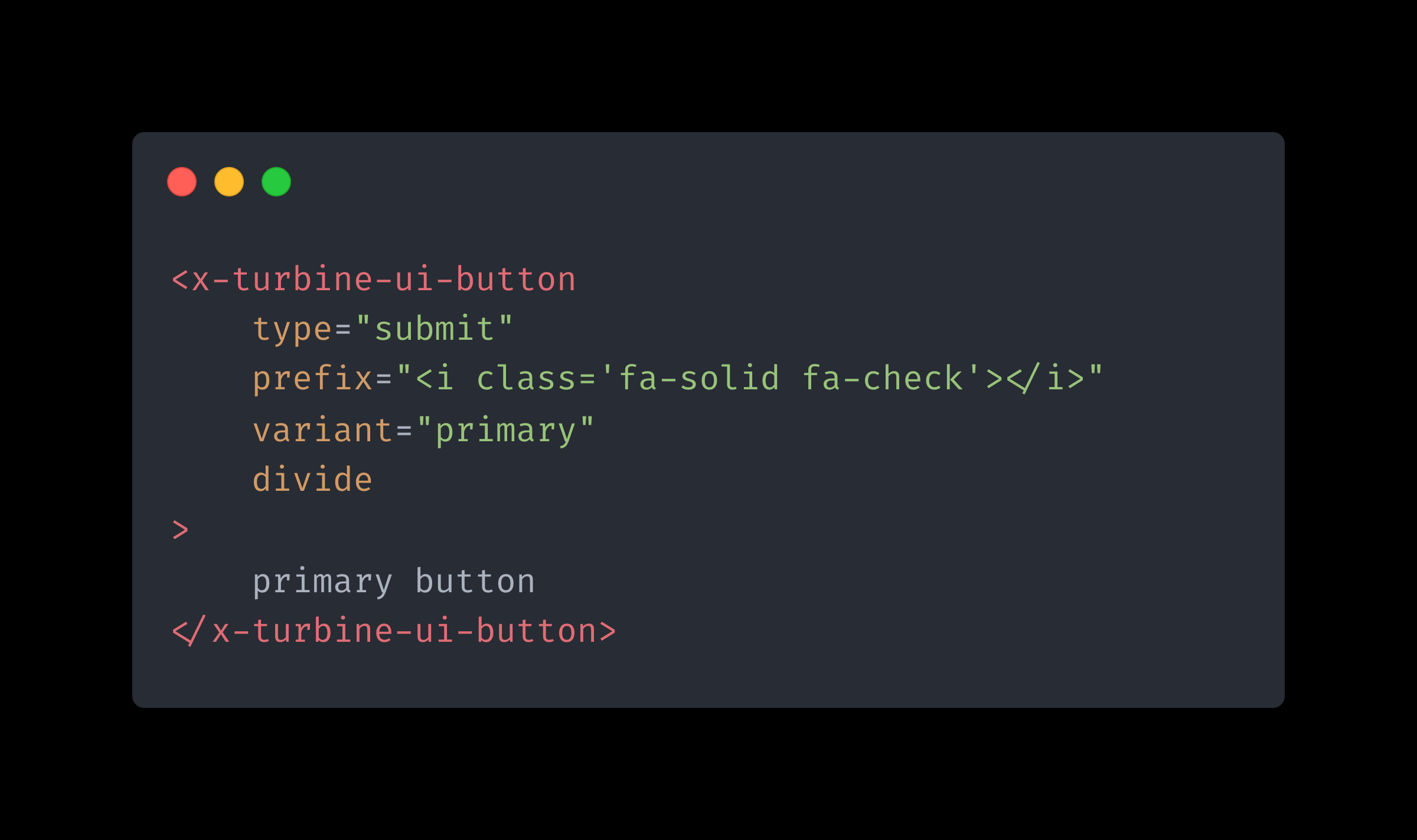 code block for a Turbine UI button component